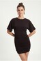 Women's Kian Drape Detailed Knitted Mini Brown Dress - 2