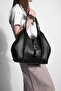 Women's Double Handle Shoulder Bag with Inner Bag and Clip Buckle Bertin Black - 5