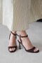 Nora Women's Heeled Blunt Toe Fabric Sandals Brown