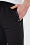 Black Men's Zipper Pocket Embroidery Detailed Straight Leg Relaxed Fit Premium Fabric Sweatpants - 4