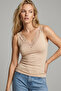Black-White-Tan 3-Pack 100% Cotton Strappy Lace Knitted T-Shirt Undershirt 1007 - 4