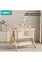 Baby Bedside Crib, Wooden Babies Bed with 360° Swivel Wheels, Portable Folding Bassinet for Infant Newborn, Nursery Beds with Mosquito Net, Mat, Sotrage Basket, Diaper Changing Station - 2