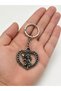Gothic Heart Framed Angel Figured Metal Keychain Silver Color - 2