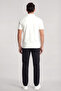Men's Regular Cut Metallic Logo Detailed Cotton Short Sleeve White Polo Neck T-Shirt - 3