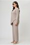 Women's Plus Size Three-Quarter Sleeve Asymmetrical Cut Stone Print Detailed Tracksuit Set 8247-26 - 2