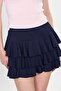 Women's Ruffled Mini Skirt - Navy Blue - 2