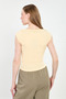 Women's short sleeve boat neck bodysuit - yellow - 5