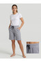 Women's Striped Checked Baggy Lycra Shorts - 4