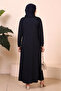 Stylish and Comfortable Plus Size Hijab Dress – Stone Detailed Collar, Long Sleeve Maxi Dress - 7