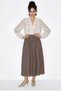 Women's Mink Waist Elasticated Pocket Detailed Flowy Maxi Skirt 7597 60286144 - 3