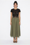 Women's Khaki Belt Detailed Flared Cut Modal Long Skirt 7245 60286107 - 2