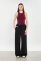 Women's Big Size Drawstring Waist Modal Loose Pants - Black - 3