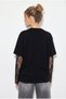 Women's Black Crew Neck Lace Sleeve Oversize Cotton Blouse 1049 60286075 - 5