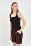 Women's Square Neck Thick Strap Bodysuit - Black - 4