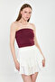 Women's Lycra Strapless Bodysuit - Burgundy - 3