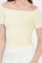 Women's boat neck short sleeve bodysuit - yellow - 4