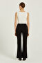 Black Ribbed Flare Women's Trousers - 3