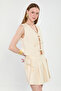 Women's front tie linen vest - natural - 3