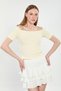Women's boat neck short sleeve bodysuit - yellow