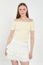 Women's boat neck short sleeve bodysuit - yellow - 2