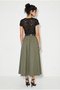Women's Khaki Belt Detailed Flared Cut Modal Long Skirt 7245 60286107 - 4