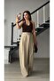 Stone parachute fabric belt detailed flowy pants - 5