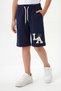 Los Angeles Print Detailed Boys' Capri-Shorts with Elastic Waist and Double Pockets - 2