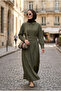 Elara Double Belted Tencel Dress-Khaki Green - 2
