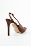 Essential Tan Satin Open Back Pointed Toe Women's Heeled Shoes - 6