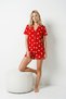 Red Heart Pattern Short Sleeve Shorts Set 5303