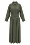 Elara Double Belted Tencel Dress-Khaki Green - 4