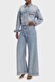 Women's Denim Fabric Short Length Blue Jacket with Buttons and Pockets - 2