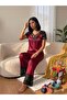 Women's Bordo Lace Short Sleeve Pajama Set Meyces Bordo - 2