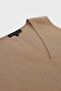 Beige V-Neck Linen Blouse with Slit Detail - 6