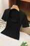 Women's Black Swan Collar Modern Basic Crop T-Shirt – Comfortable Fit Stylish Casual Blouse - 5