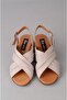 Seç 880452 Genuine Leather Heel Sandals (Heel: 5cm) Stone - 2