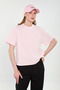 Women's Basic T-Shirt with Stand Collar and Side Slits - Dusty Pink - 2