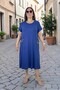 Lycra Beaded Detail Pocket Short Sleeve Cotton Viscose Medium Length Plus Size Dress - 5