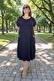 Lycra Beaded Detail Pocket Short Sleeve Cotton Viscose Medium Length Plus Size Dress - 3