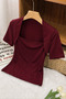 Women's Burgundy Swan Collar Modern Basic Crop T-Shirt – Comfortable Fit Stylish Casual Blouse - 4