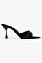 Women's Krista Black Satin Heeled Slippers - 2