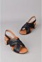 Seç 880452 genuine leather heely sandal (heel: 5cm) black - 6