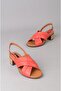Seç 880452 genuine leather heely sandal (heel: 5cm) coral - 6