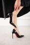 Minimalist Black Patent Leather High Thin Heeled Women's Stiletto - 5