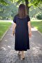 Lycra Beaded Detail Pocket Short Sleeve Cotton Viscose Medium Length Plus Size Dress - 6