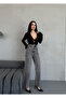 Anthracite beaded high waist mom jeans
