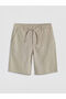 Beige Standard Fit Linen Look Men's Shorts