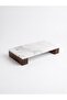 Natural White Marble 24x12 cm Multipurpose Serving Tray with Walnut Wood Legs - Jewelry and Makeup Organizer
