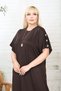 Plus Size Bat Sleeve Buttoned Collar with Necklace Modal Osho Fabric Premium Quality Draped Long Daily and Office Maxi Dress - 3
