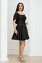 Sleeve Detailed Boat Neck Mini Dress - Black - 6